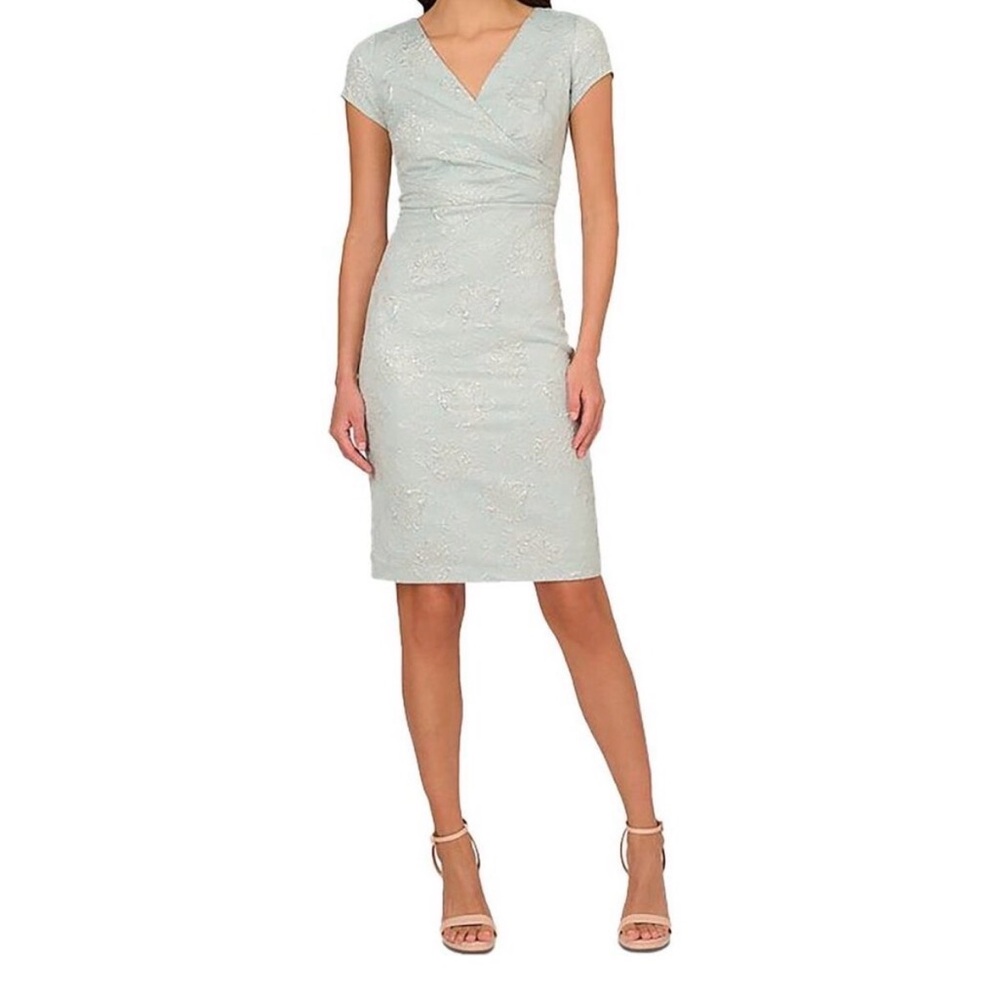Adrianna Papell mint and silver jacquard Dress size 8 NWT lined